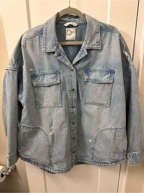 aerie Light Wash Oversized Denim Jacket